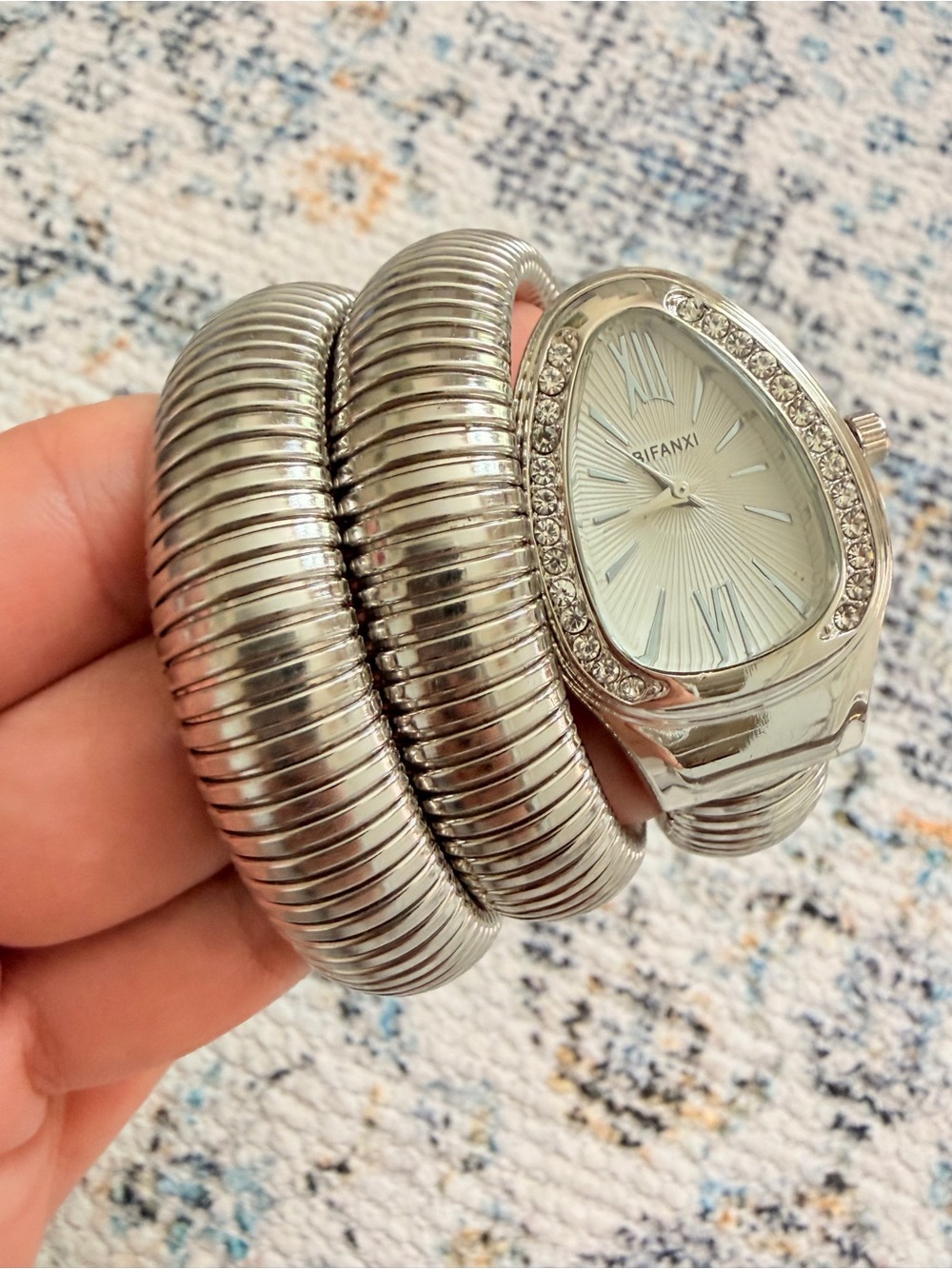 Serpenti Snake Silver Coil Wrap Watch with Crystal Accents - Picture 3 of 9